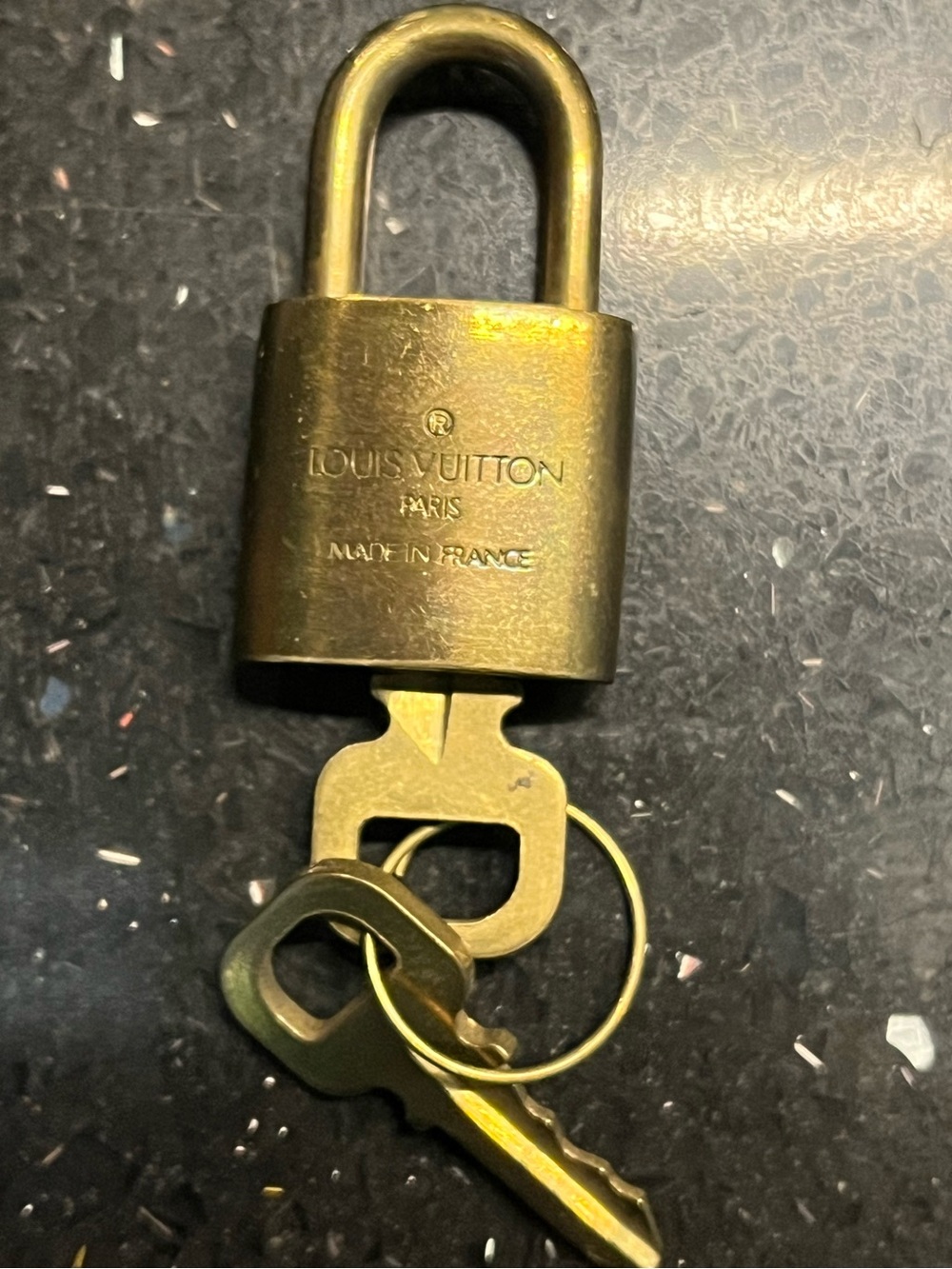 Authentic Louis Vuitton Lock & Key Set #302 — Gold-Tone Brass — Vintage